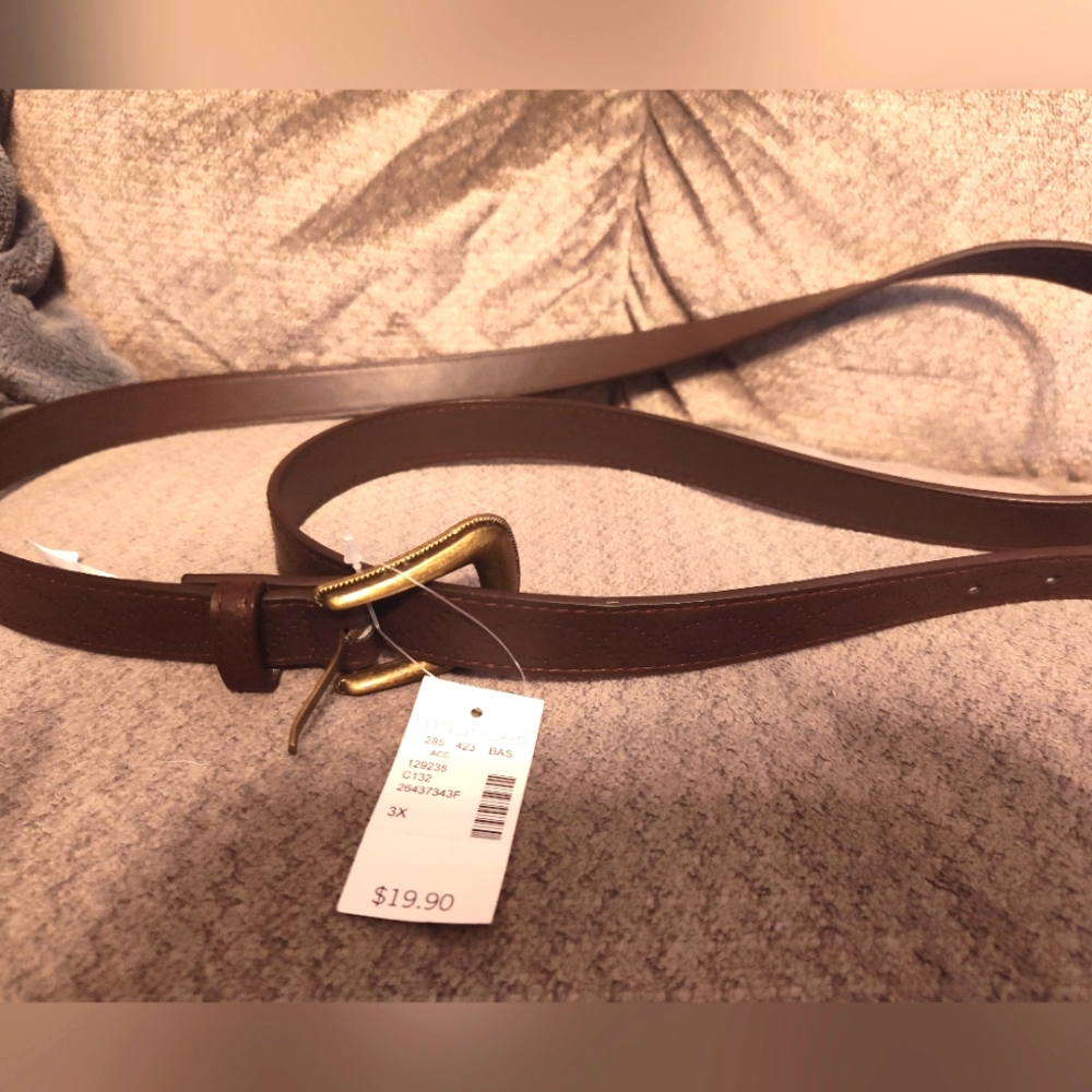 Maurices Brown Leather Belt with Gold Buckle